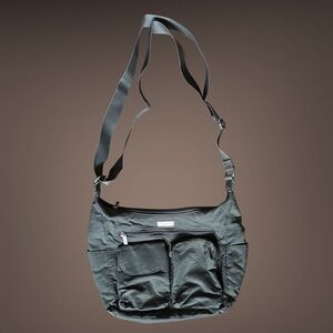Women's Baggallini Grey Crossbody Bag, Multiple Pockets, Nylon
